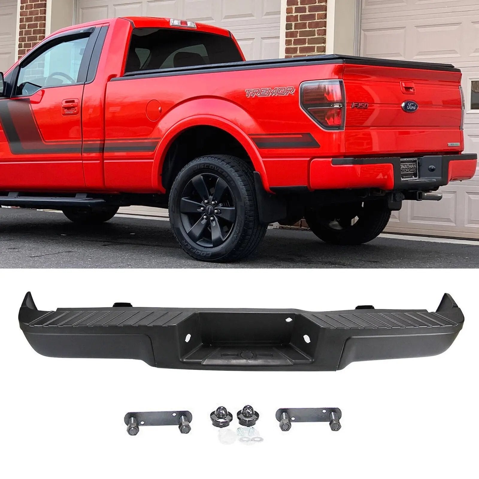 Black Rear Step Bumper w/o Sensor Holes Assembly for 2009-2014 Ford F150 F-150