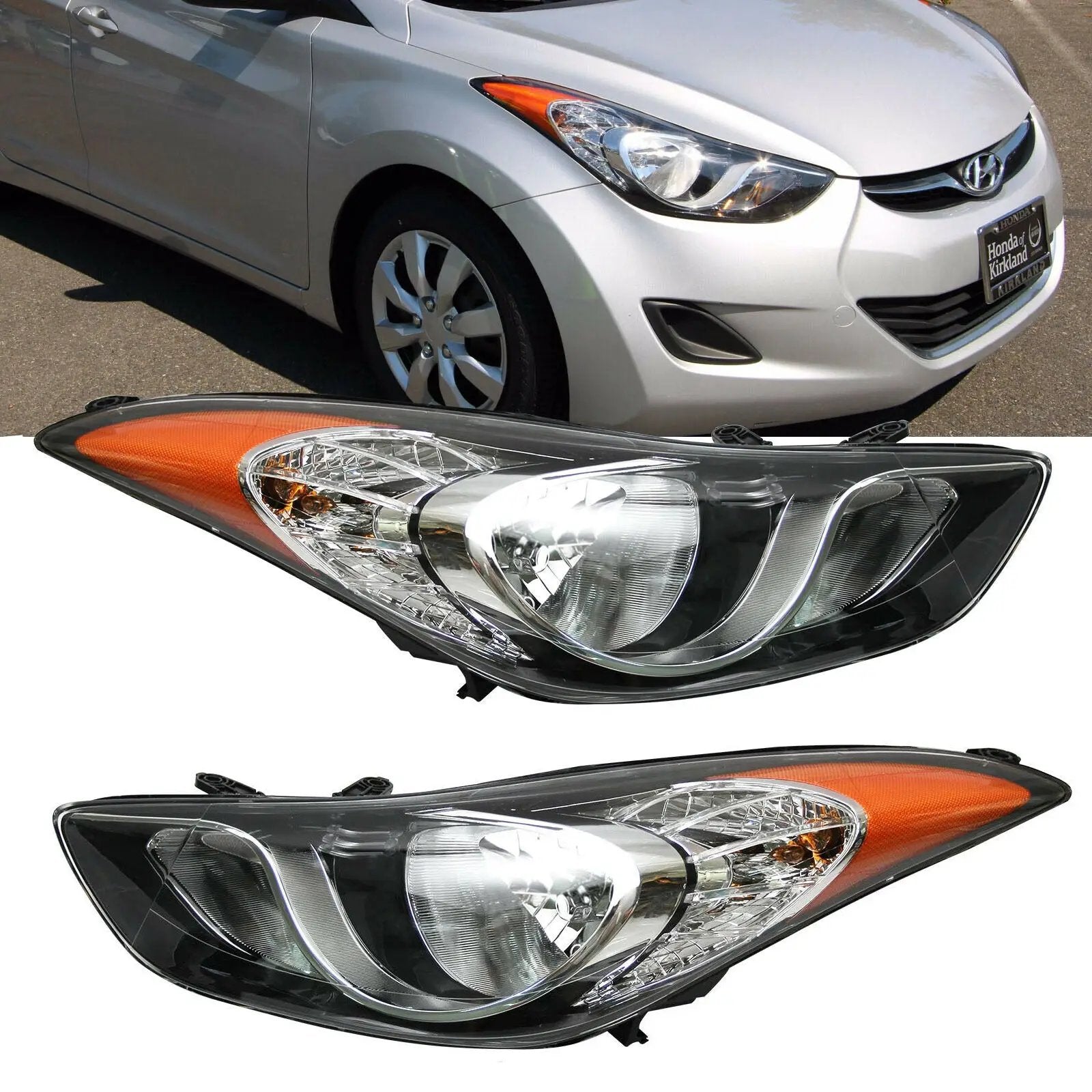 Halogen Headlights Assembly Headlamps for 2011-2013 Hyundai Elantra