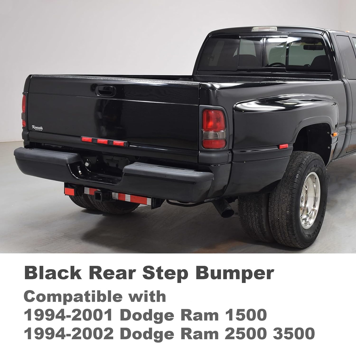Black Steel Rear Step Bumper Assembly for 94-2002 Dodge RAM 1500 2500