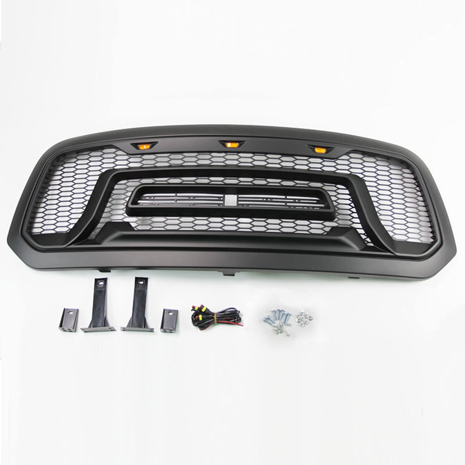 Matte Black Front Grille Rebel Style w/LED Lights for 2013-2018 Dodge Ram 1500(No "RAM" Letter)