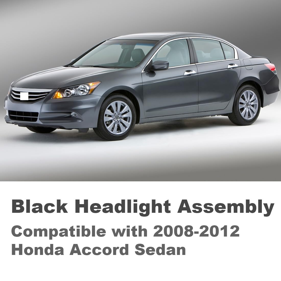 Black Halogen Headlights Assembly w/o Bulbs for 2008-2012 Honda Accord Sedan