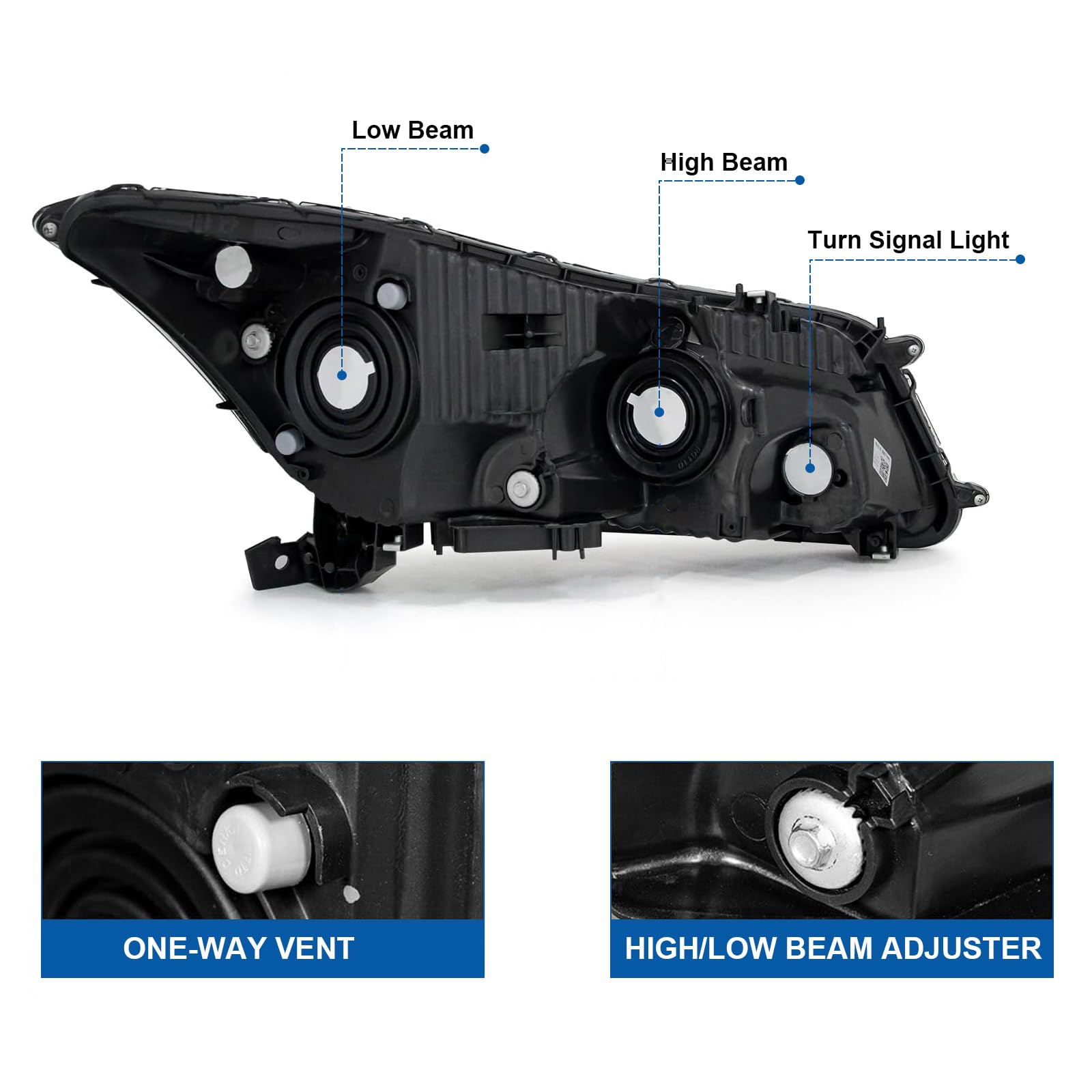Black Halogen Headlights Assembly w/o Bulbs for 2008-2012 Honda Accord Sedan