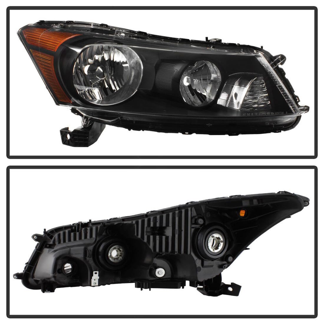 Black Halogen Headlights Assembly w/o Bulbs for 2008-2012 Honda Accord Sedan