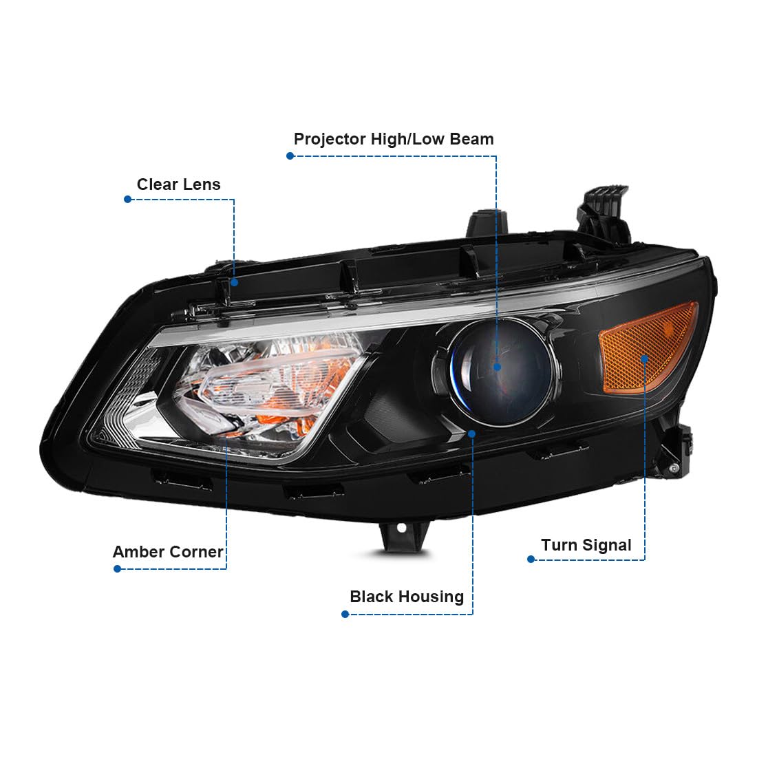 Halogen Headlights Headlamps w/Bulbs for 2016-2018 Chevrolet Malibu