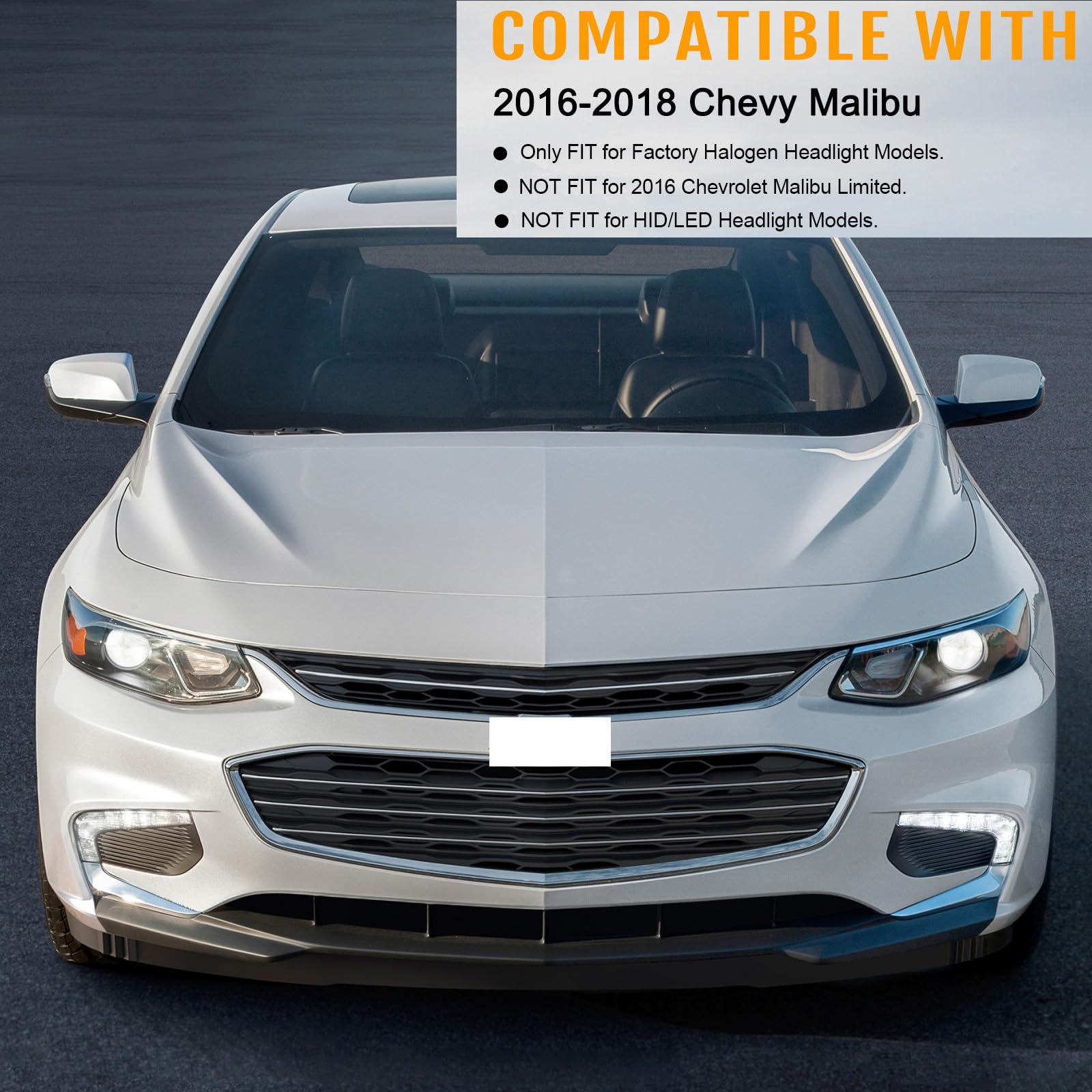 Halogen Headlights Headlamps w/Bulbs for 2016-2018 Chevrolet Malibu