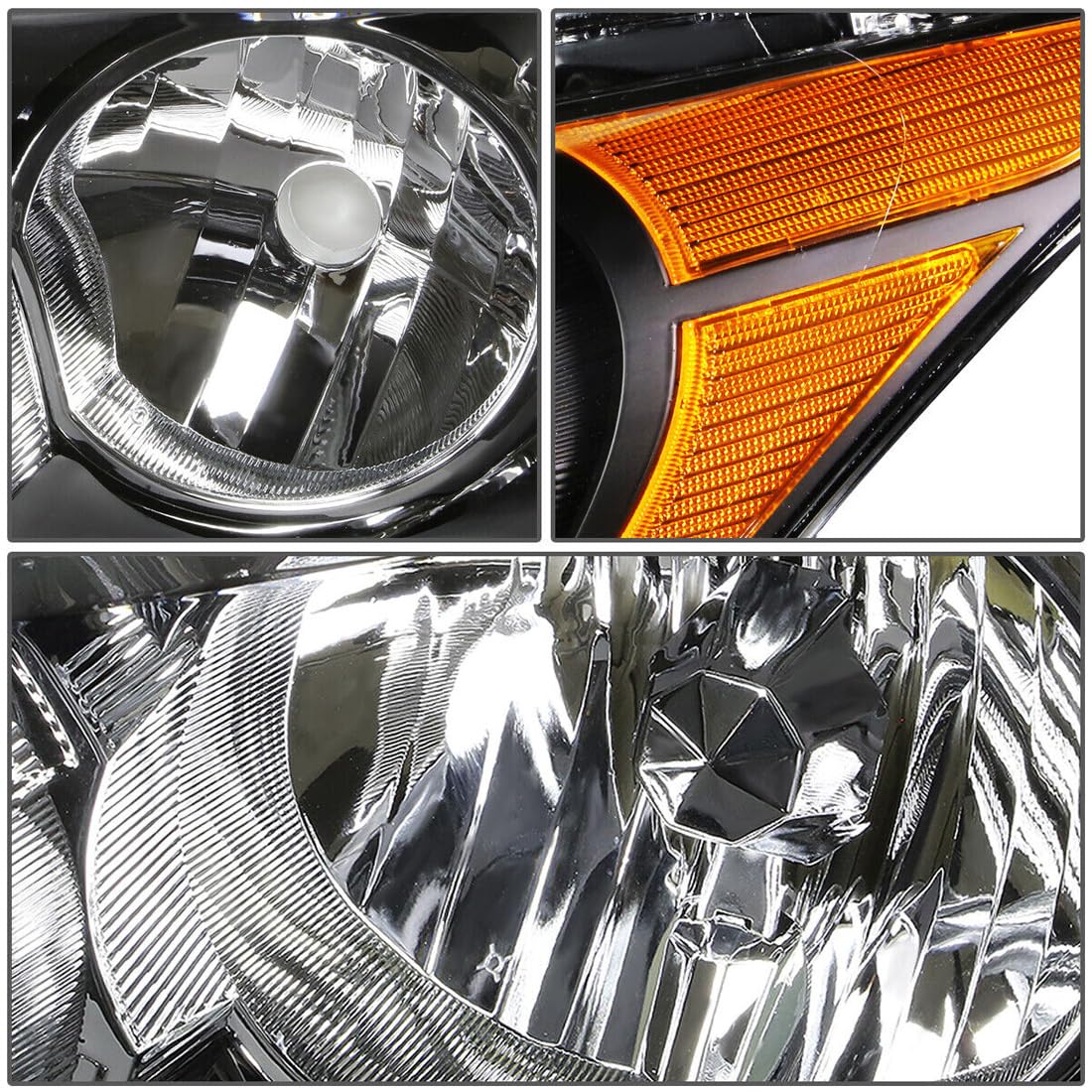 Black Halogen Headlights Assembly w/o Bulbs for 2008-2012 Honda Accord Sedan
