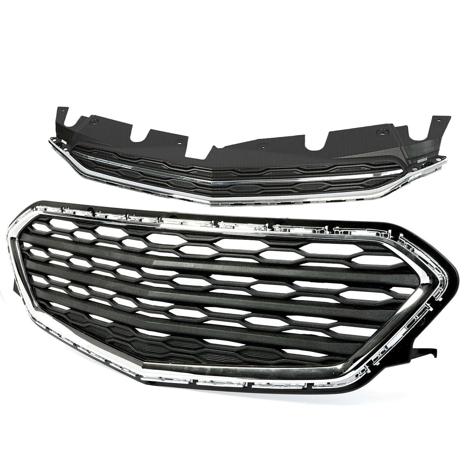 Chrome Front Upper Grille+Lower Grille for 2016-2017 Chevrolet Equinox