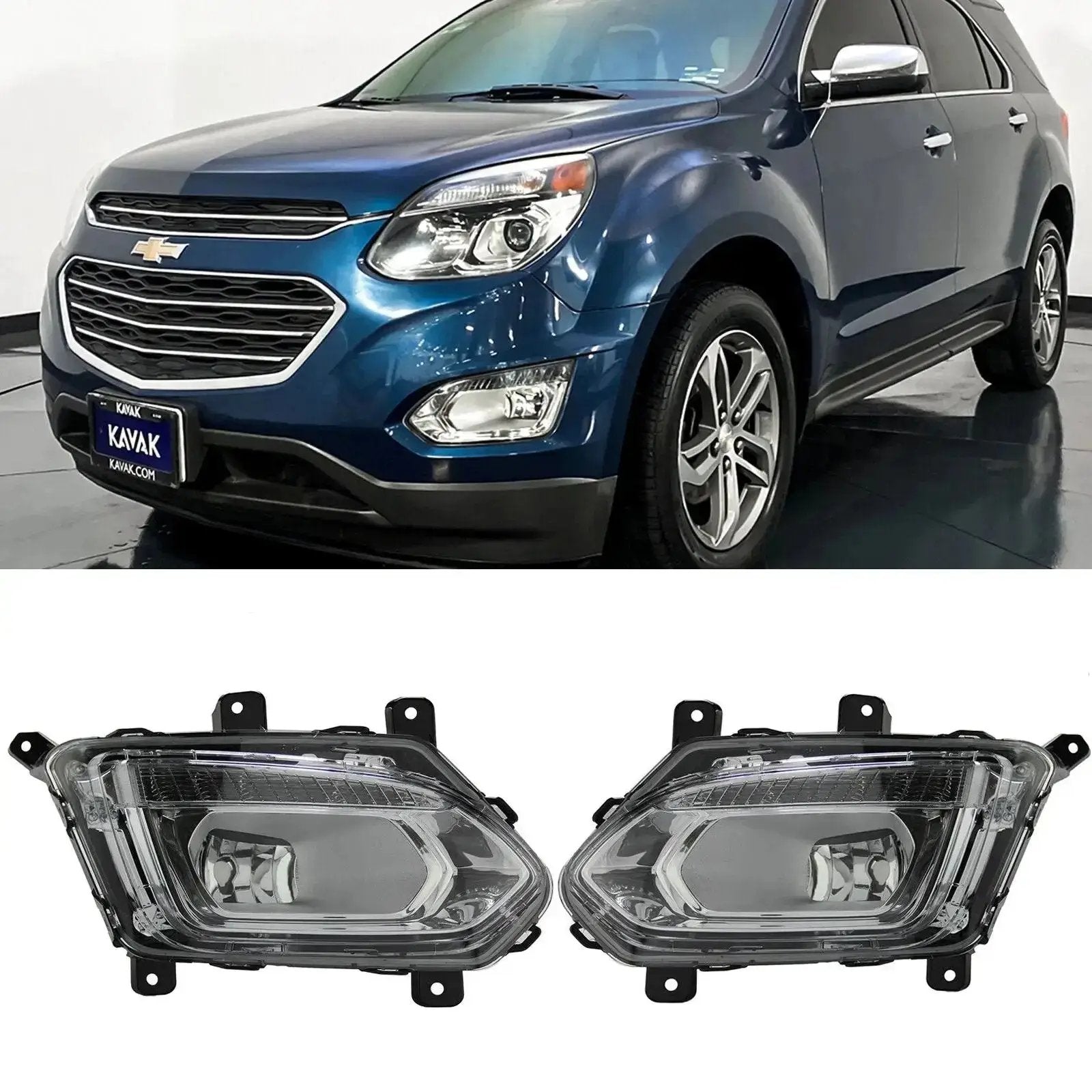 Front Bumper Fog Light w/LED DRL Left+Right for 2016-2017 Chevrolet Equinox