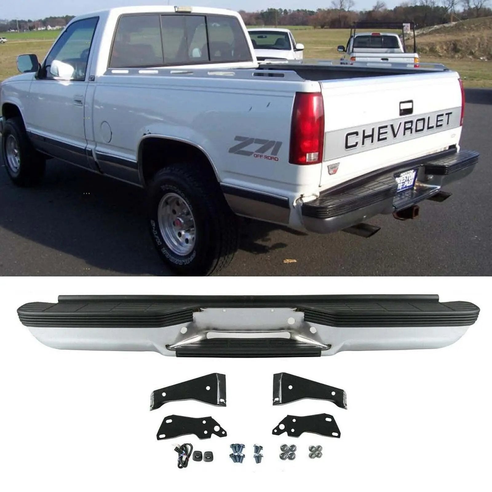 Rear Step Bumper for 88-00 Chevy Silverado GMC Sierra C/K 1500 2500 Fleetside