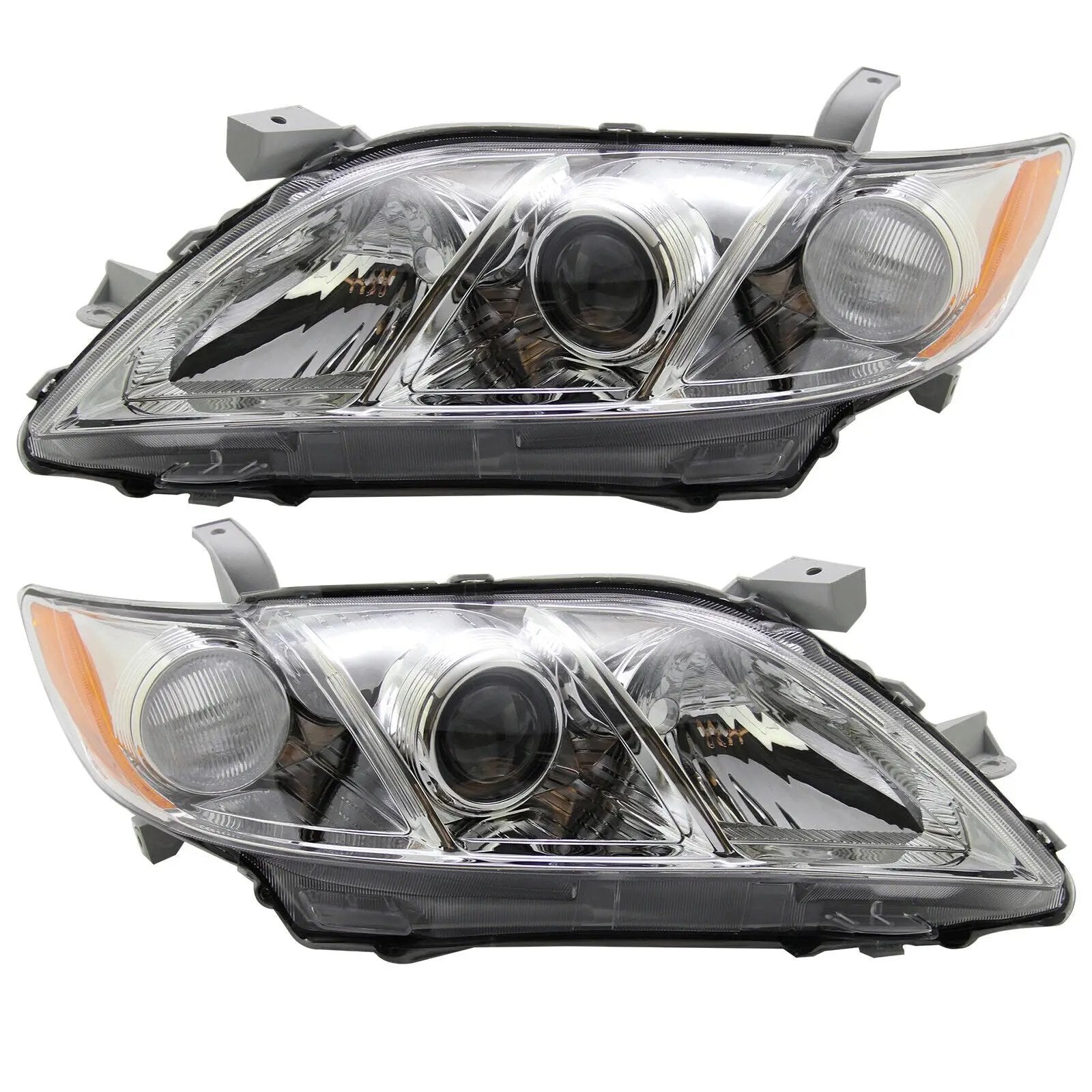 Chrome Headlights Headlamps Assembly for 07-09 Toyota Camry Left & Right