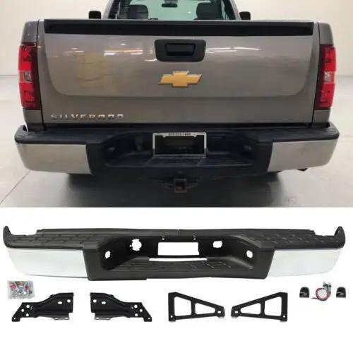 Chrome Rear Step Bumper w/o Holes for 07-13 Chevy Silverado GMC Sierra 1500