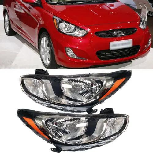 Pair Halogen Headlights Headlamps for  2012-2014 Hyundai Accent Sedan
