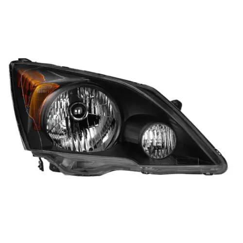 Pair Black Halogen Headlights Headlamps Assembly for 2007-2011 Honda CR-V CRV
