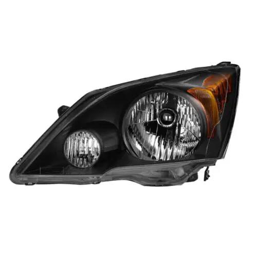 Pair Black Halogen Headlights Headlamps Assembly for 2007-2011 Honda CR-V CRV