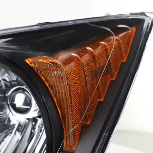 Pair Black Halogen Headlights Headlamps Assembly for 2007-2011 Honda CR-V CRV