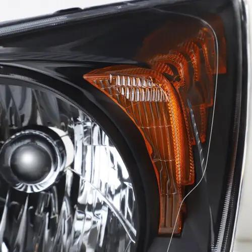 Pair Black Halogen Headlights Headlamps Assembly for 2007-2011 Honda CR-V CRV