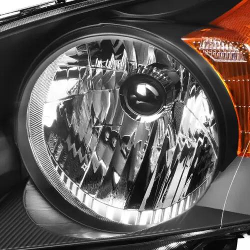 Pair Black Halogen Headlights Headlamps Assembly for 2007-2011 Honda CR-V CRV