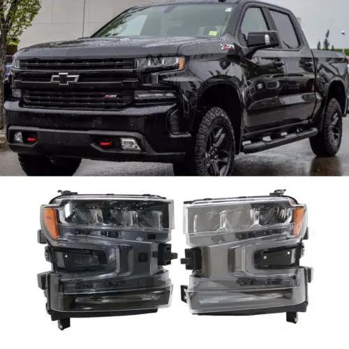 Black LED Headlights Assembly w/Bulbs w/DRL L+R for 2019-2021 Chevy Silverado 1500