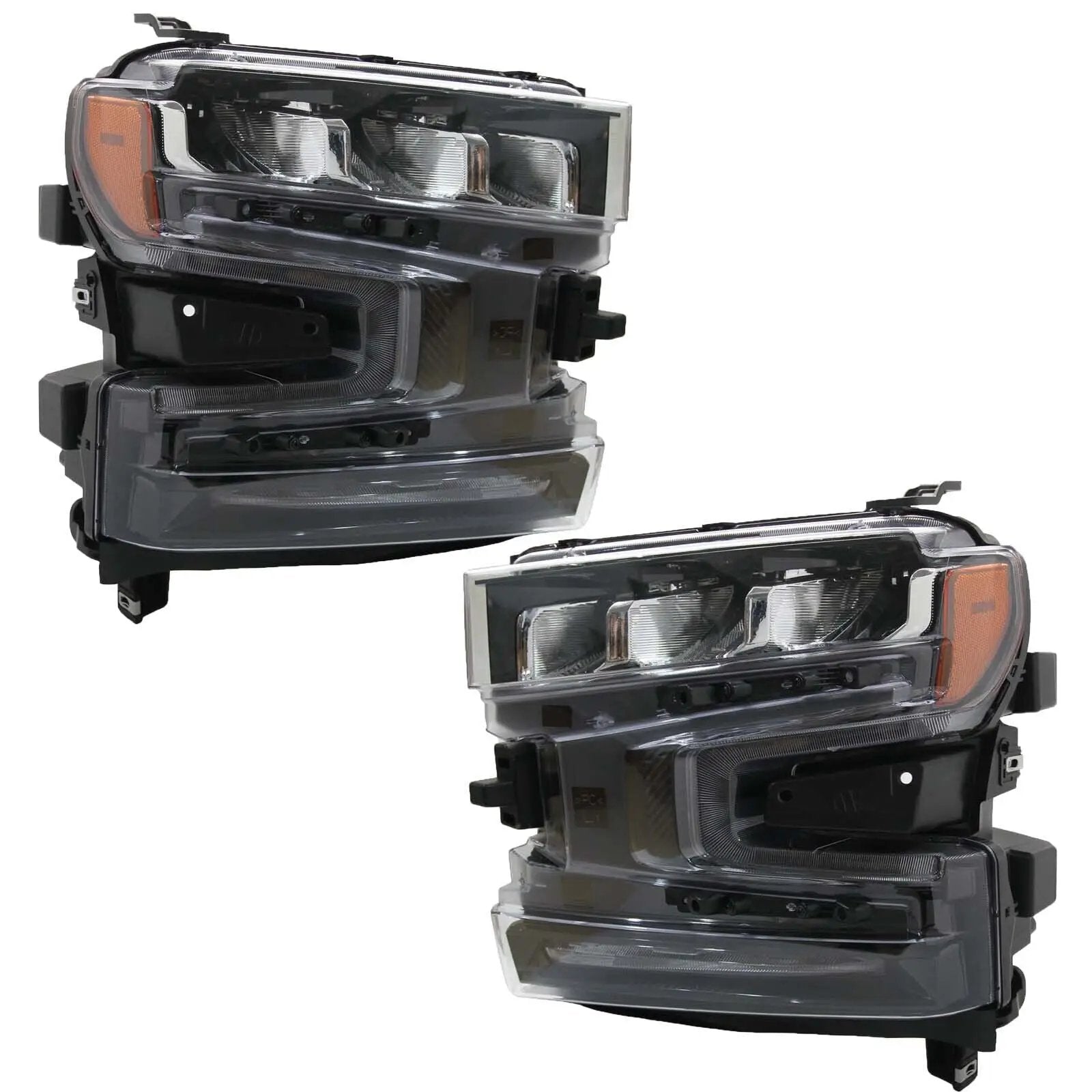 Black LED Headlights Assembly w/Bulbs w/DRL L+R for 2019-2021 Chevy Silverado 1500