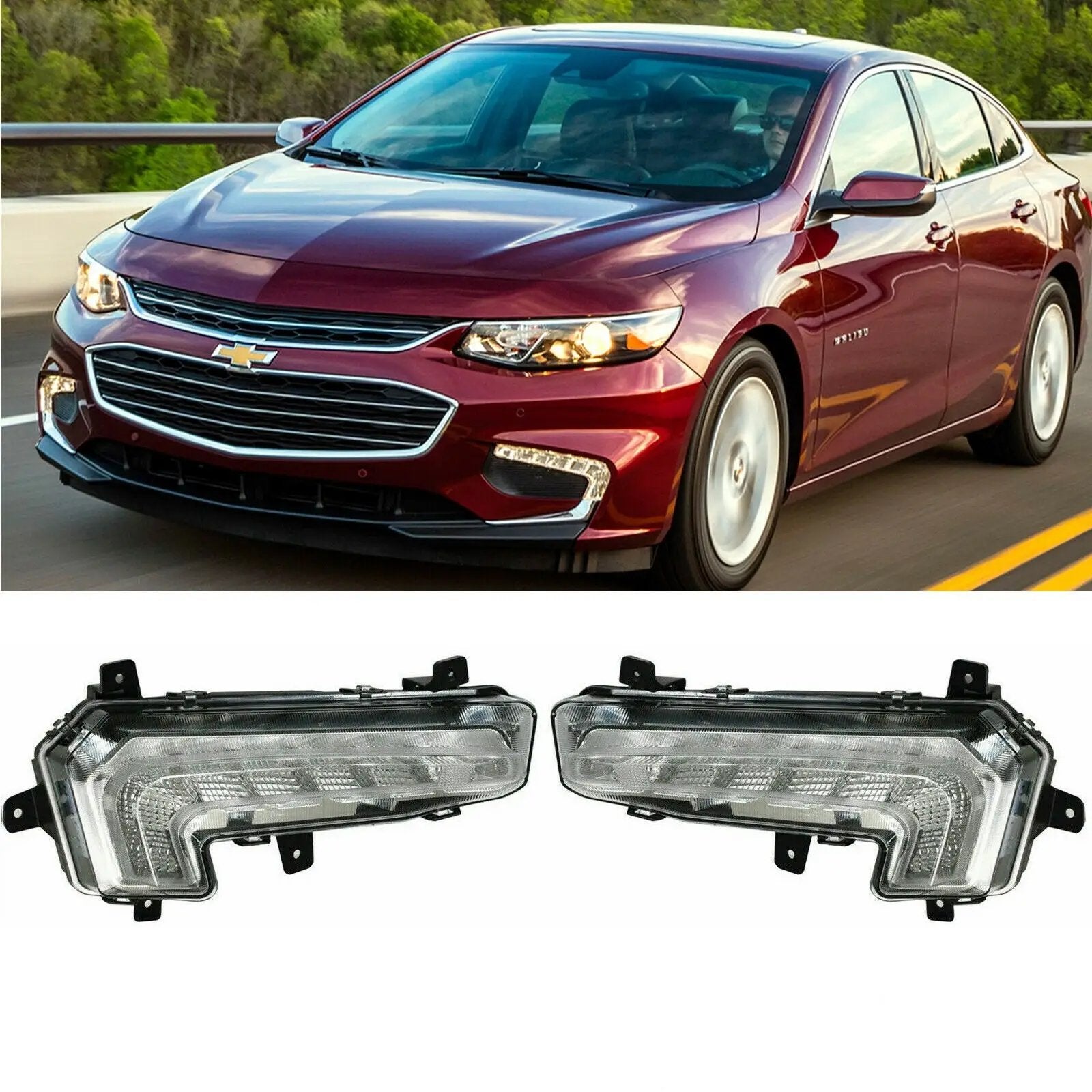Front Fog Lights DRL LED Daytime Running Lamp for 2016-2018 Chevrolet Malibu