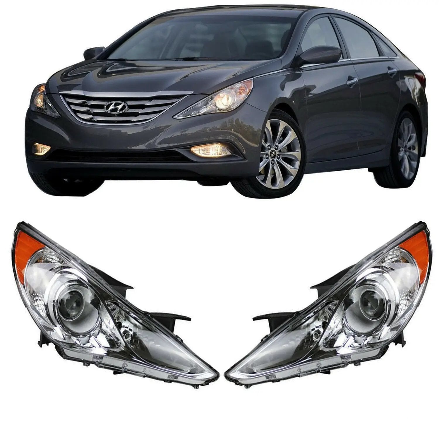 Headlight Lamps Housing for Hyundai Sonata 2011-2014 Left & Right Side