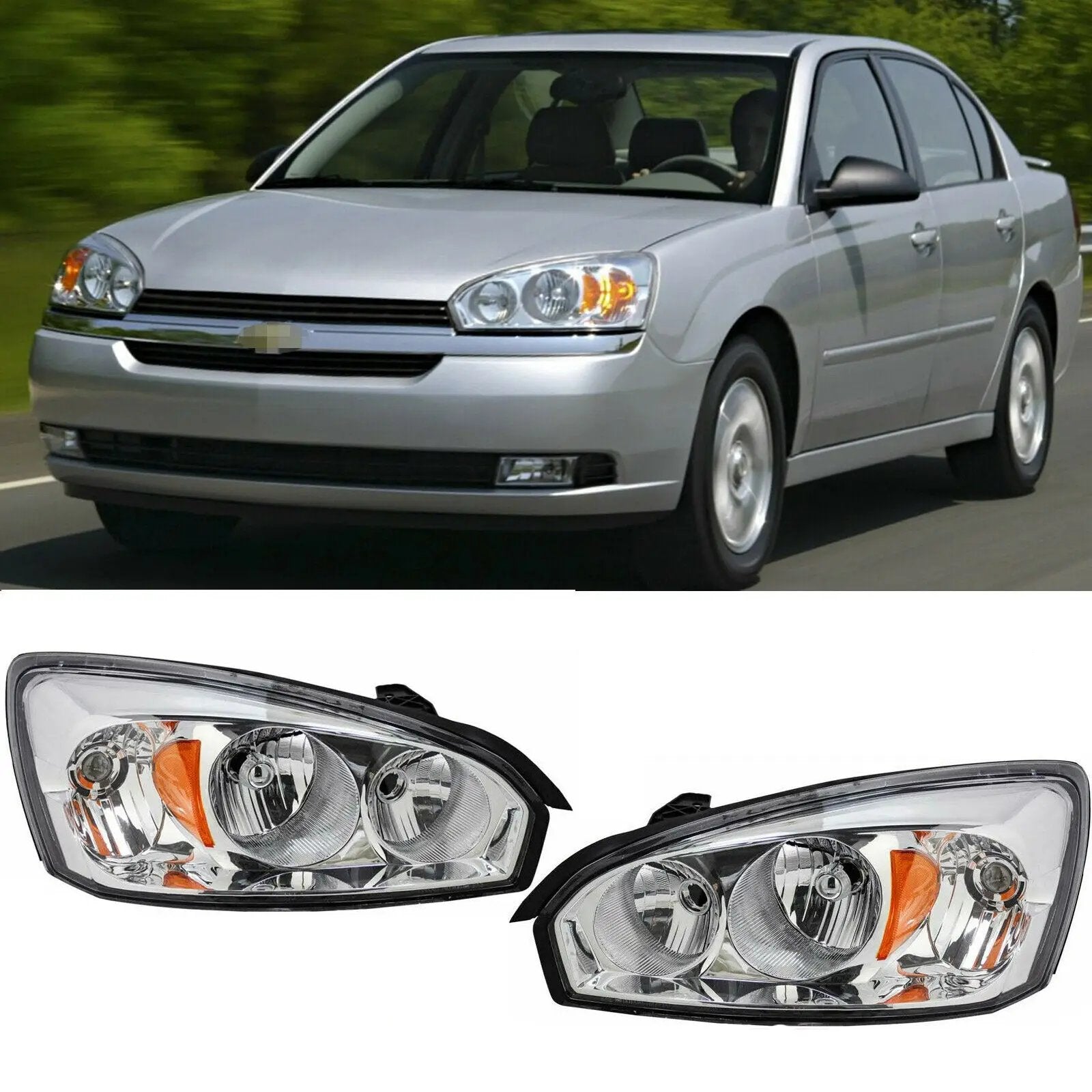 Pair of Halogen Headlights w/o Bulbs for 2004-2007 Chevy Malibu
