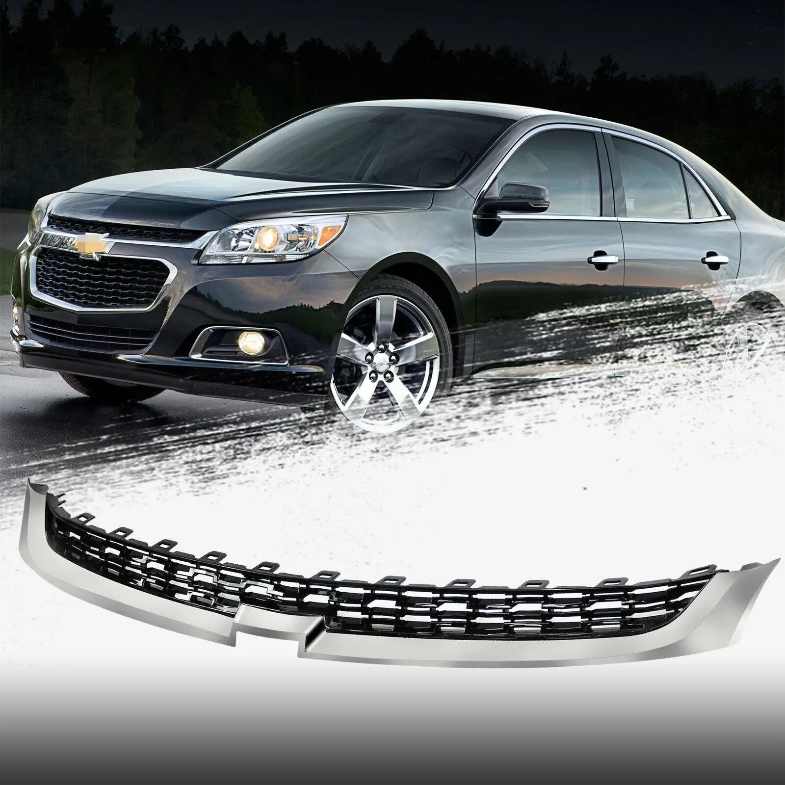 2014-2015 Chevrolet Malibu Front Bumper Upper Grille Grill Chrome Black