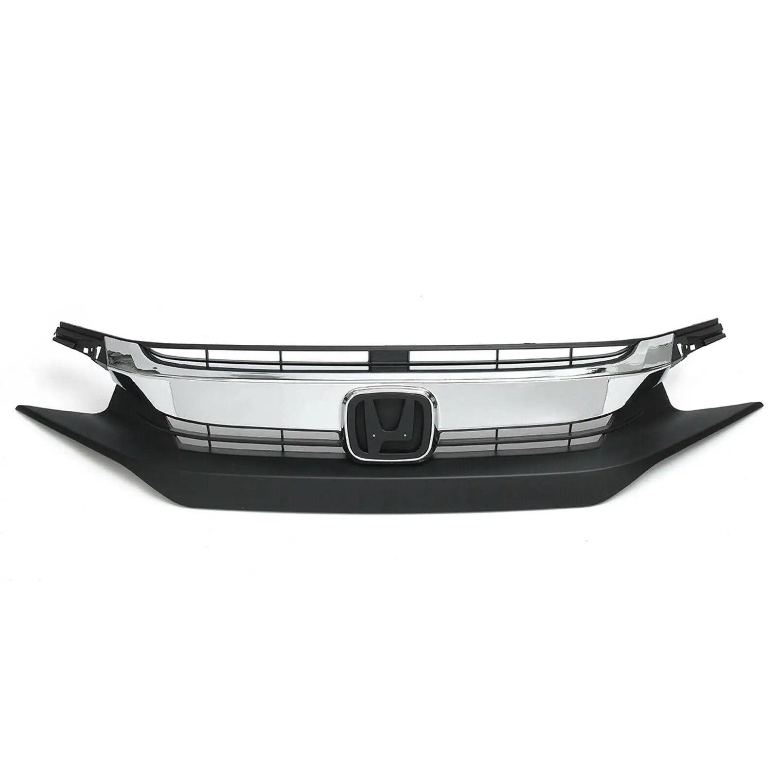 Chrome Front Bumper Upper Grille Grill for 16-18 Honda Civic 10TH GEN