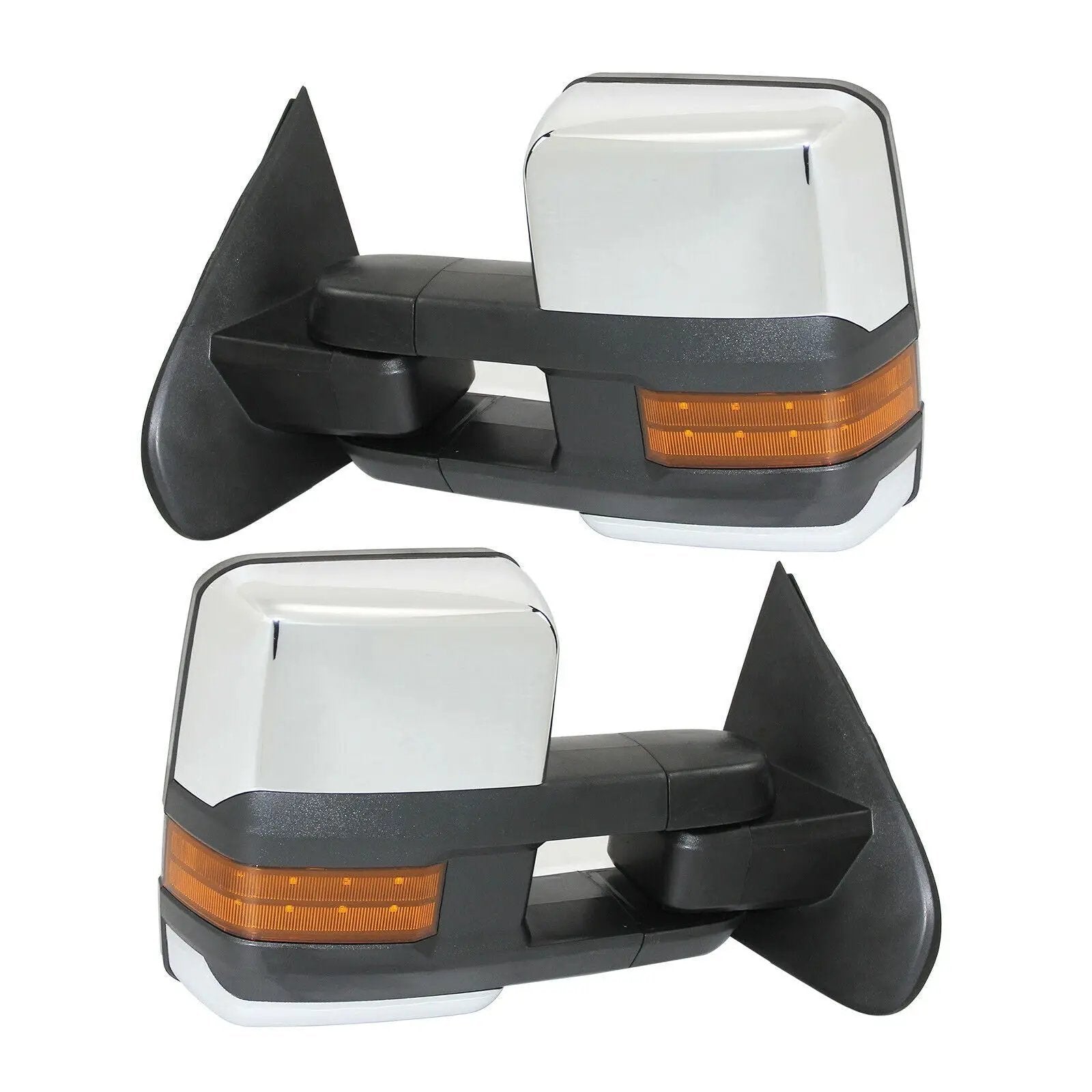Chrome Tow Mirrors Power Heat Turn Signal for 14-18 Chevy Silverado 1500 2500