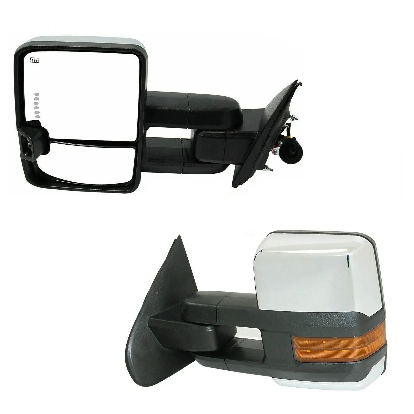 Chrome Tow Mirrors Power Heat Turn Signal for 99-02 Chevy Silverado 1500 2500