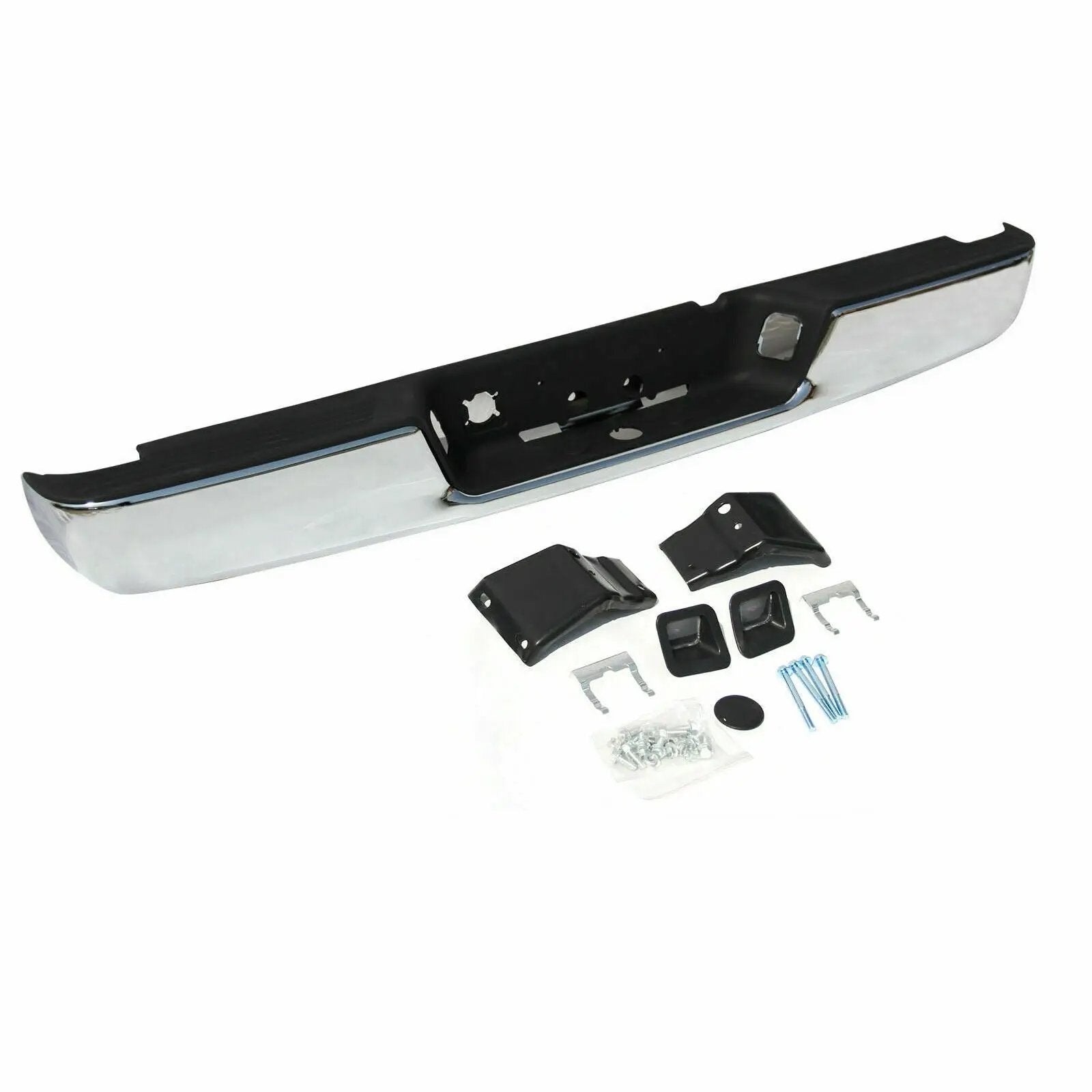 Rear Step Bumper Assembly for 2004-2008 Dodge Ram 1500 2500 3500 HD Black & Chrome