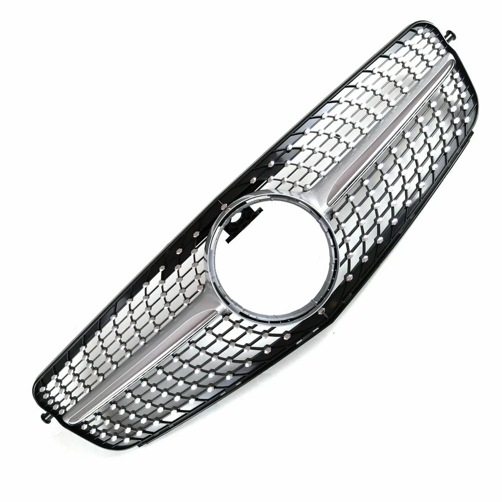 Silver Diamond Style Front Grille Grill for 08-13 Mercedes-Benz W204 C180-C350