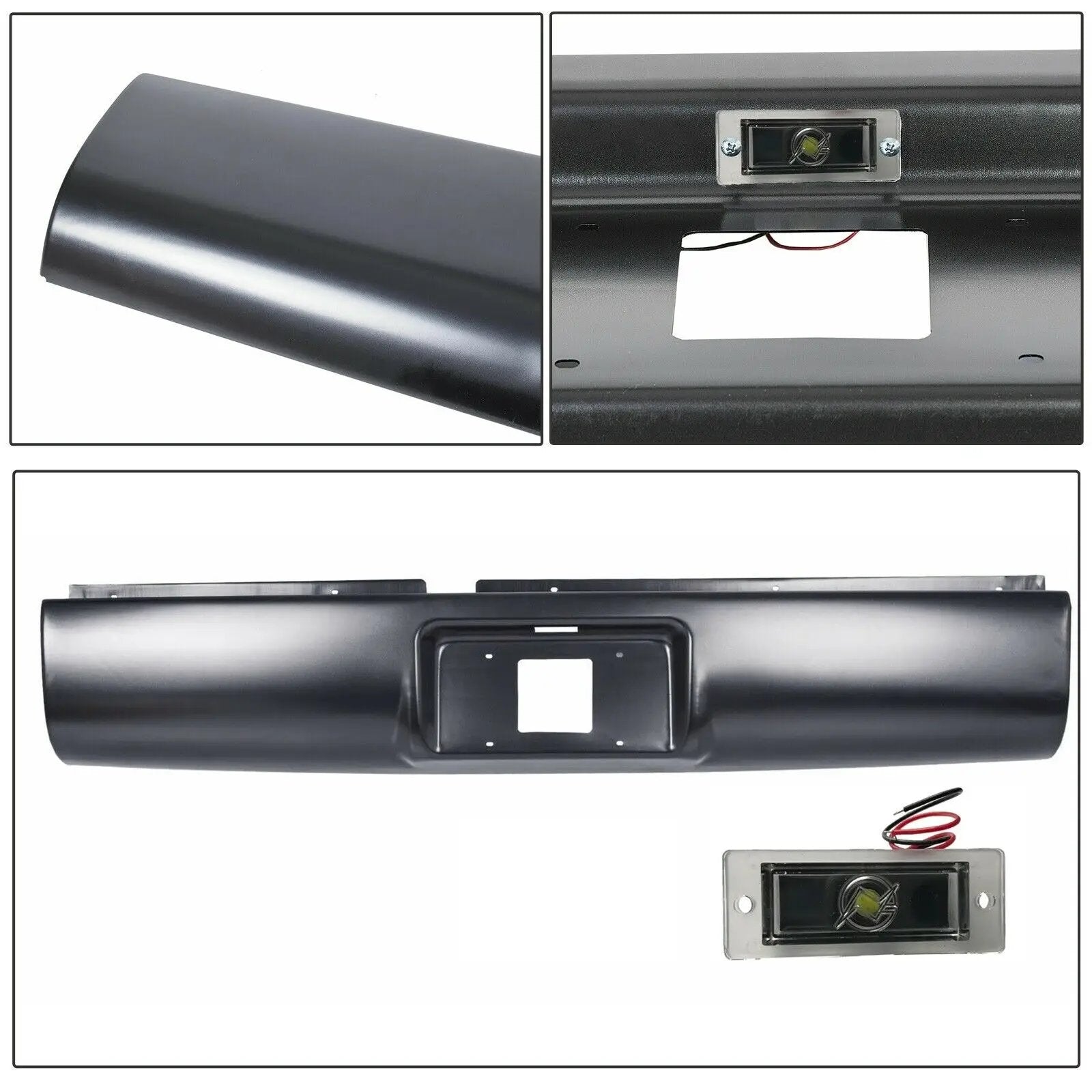 Rear Bumper Roll Pan w/LED License Lamp for 1994-2003 Chevy GMC S10 Sonoma