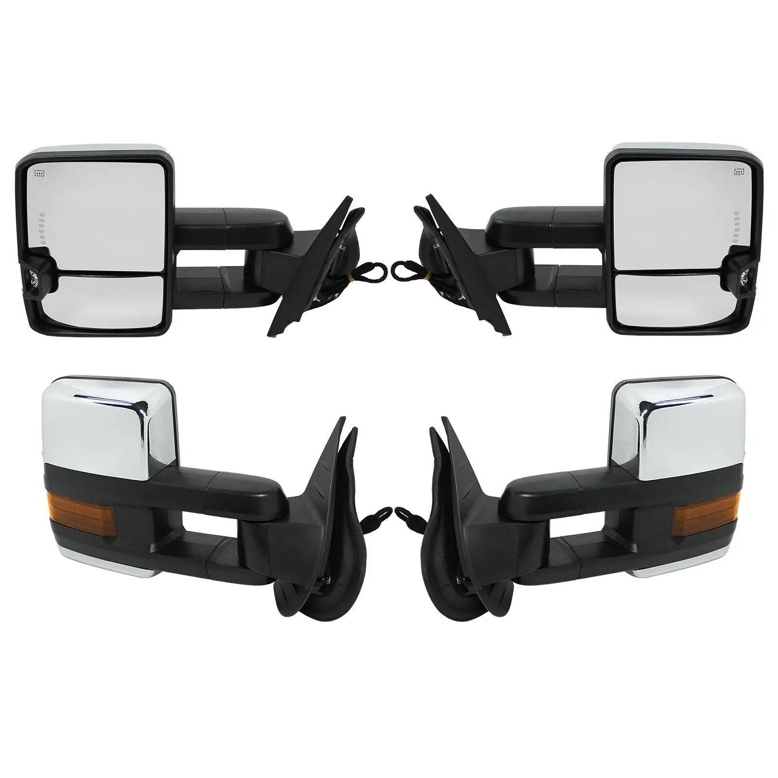 Chrome Tow Mirrors Power Heat Turn Signal for 2007-13 Chevy Silverado 1500 2500