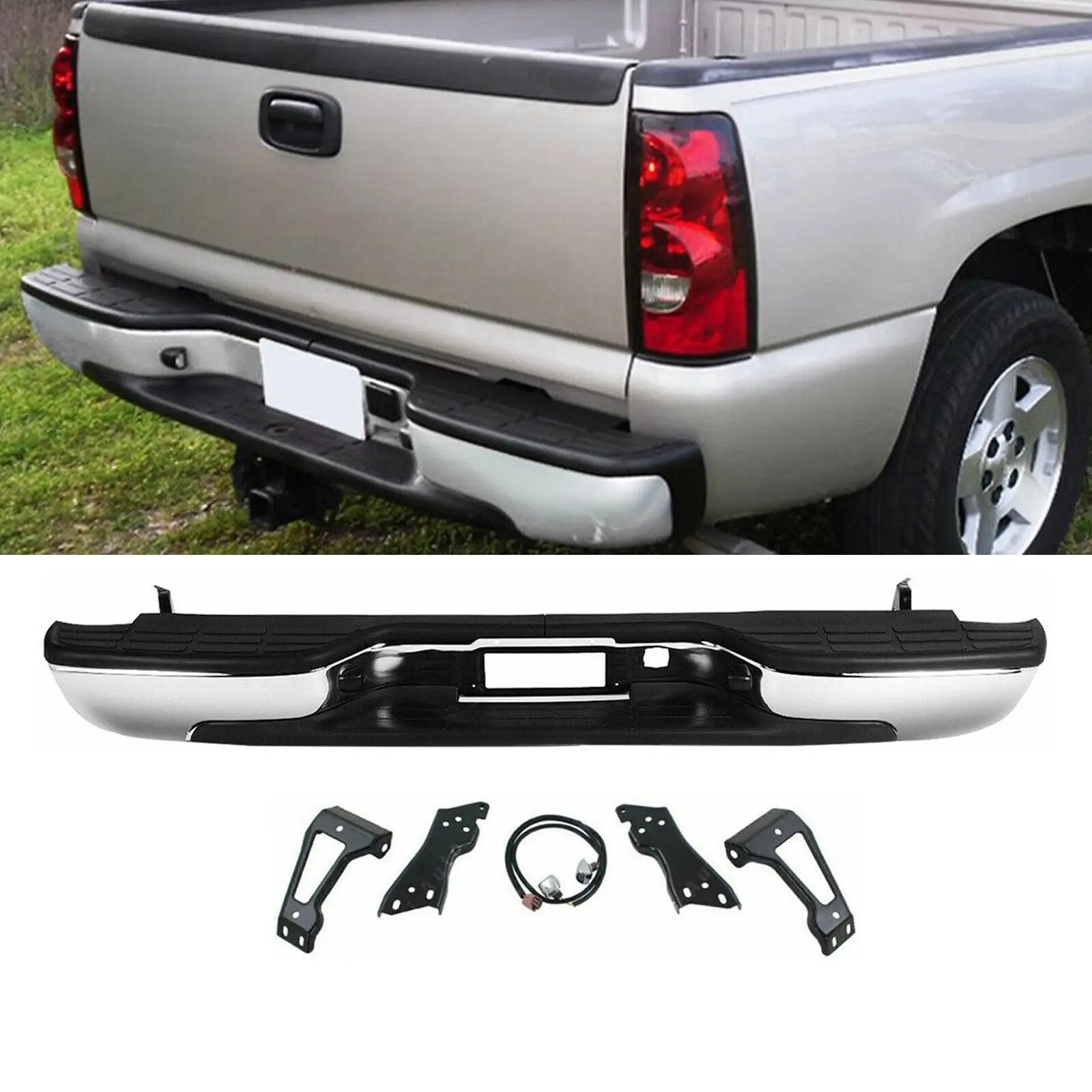 Chrome Rear Step Bumper for 99-06 Chevrolet Silverado GMC Sierra 1500
