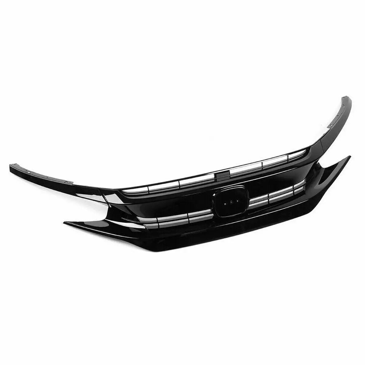 Gloss Black Front Bumper Grill Grille w/Chrome Emblem for 16-18 Honda Civic