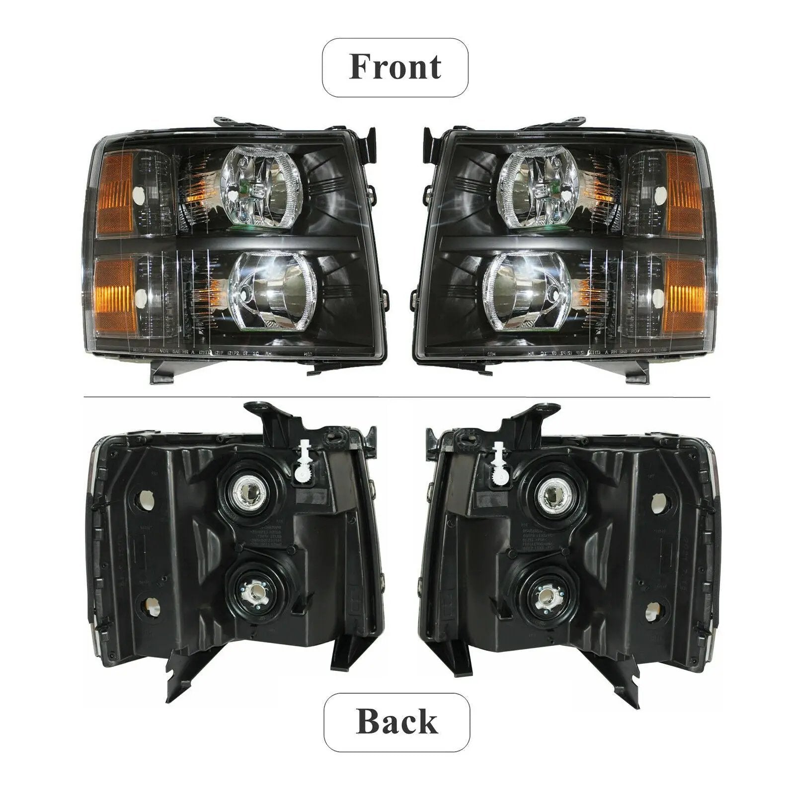 Housing Headlight Lamp w/o Bulbs for 07-13 Chevy Silverado 1500 2500 3500