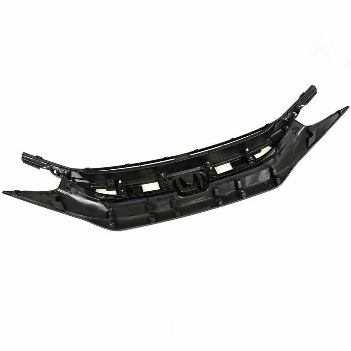 Gloss Black Front Bumper Grill Grille w/Chrome Emblem for 16-18 Honda Civic