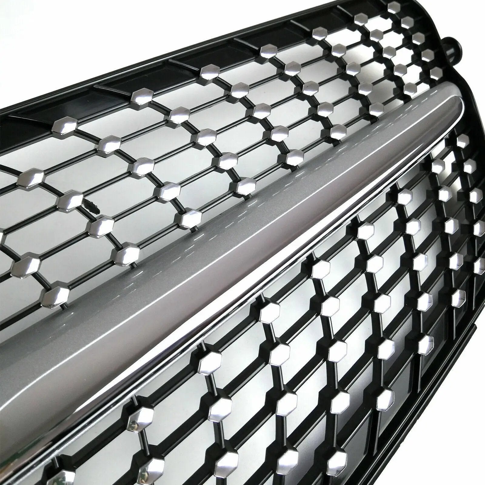 Silver Diamond Style Front Grille Grill for 08-13 Mercedes-Benz W204 C180-C350