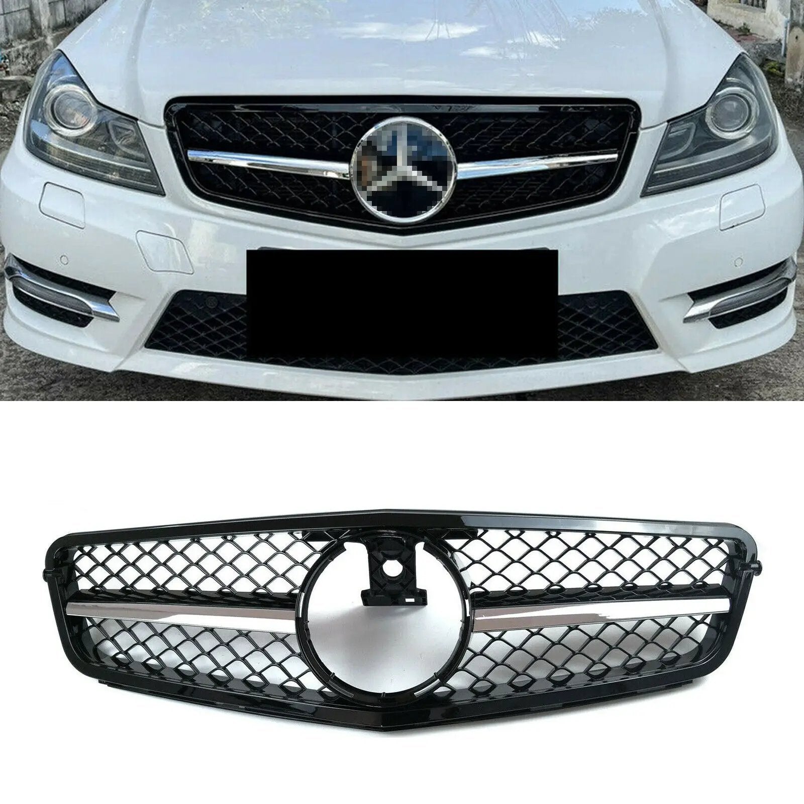 AMG Style Front Grille Chrome for 08-14 Mercedes Benz C200 C250 C300 W204