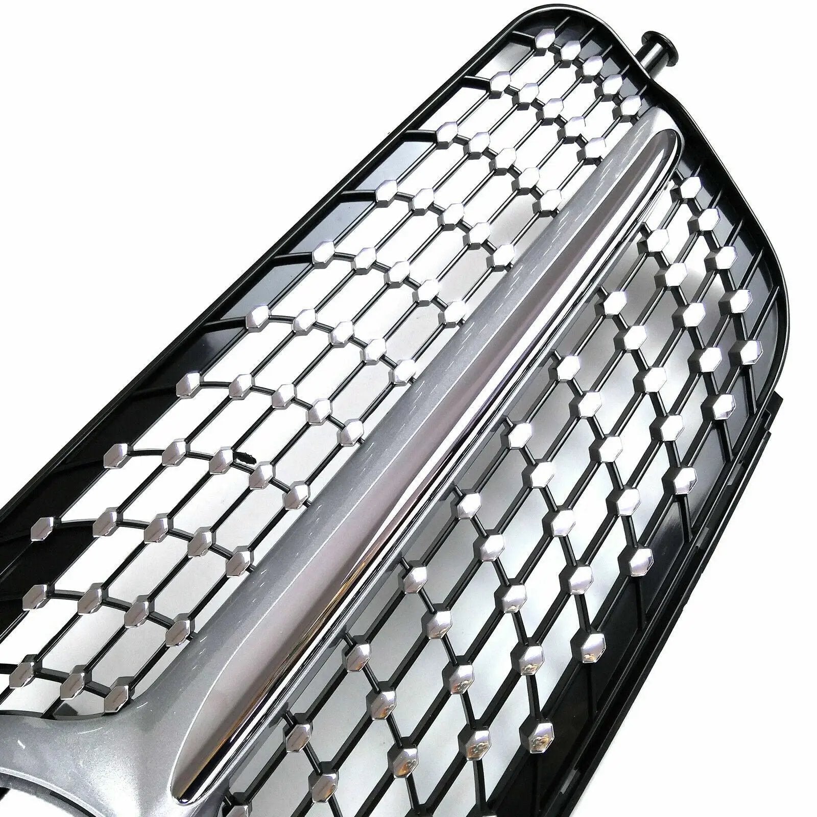 Silver Diamond Style Front Grille Grill for 08-13 Mercedes-Benz W204 C180-C350