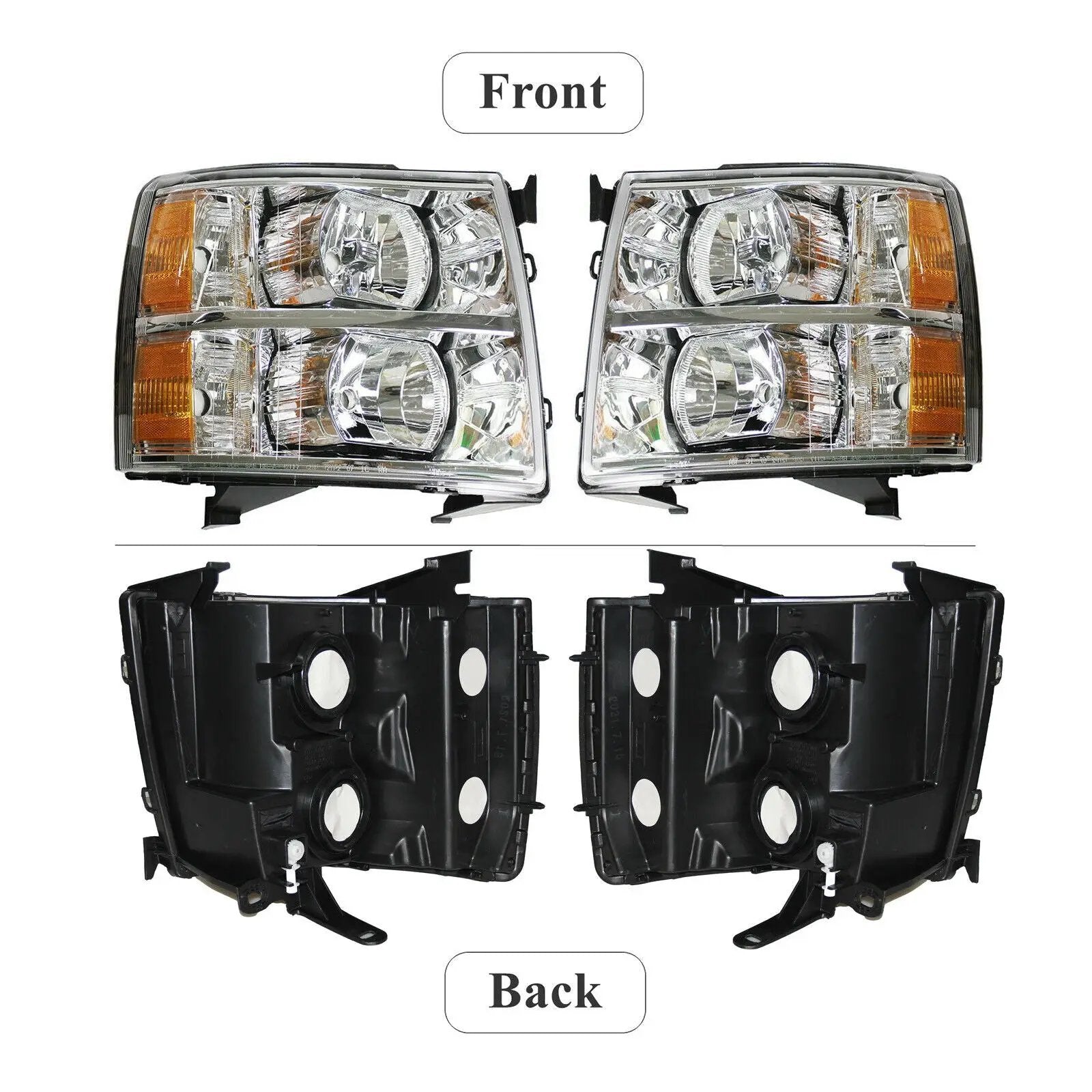 Housing Headlight Lamp w/o Bulbs for 07-13 Chevy Silverado 1500 2500 3500