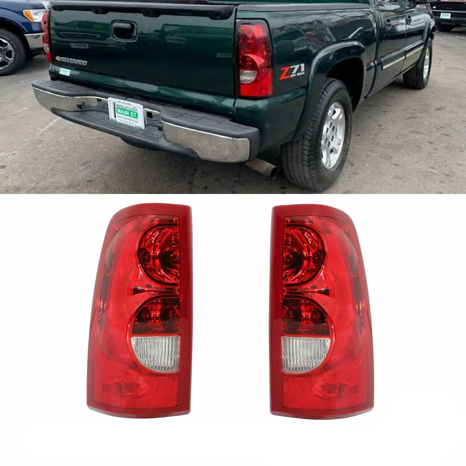 Tail Lights Brake Lamps w/Bulbs for 03-06 Chevy Silverado 1500 2500 3500 HD