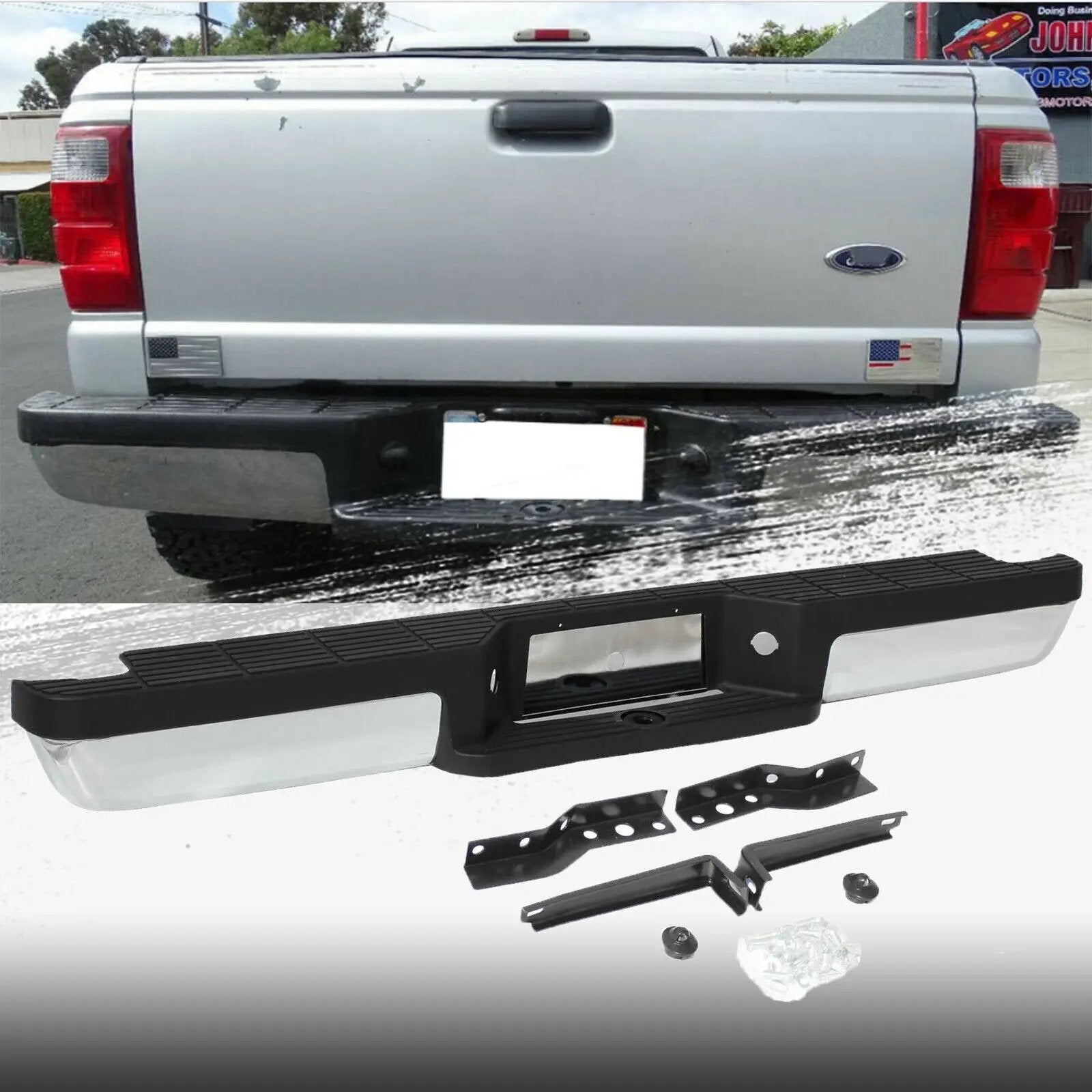 NEW Chrome Steel Rear Step Bumper Assembly for 1993-2011 Ford Ranger Fleetside