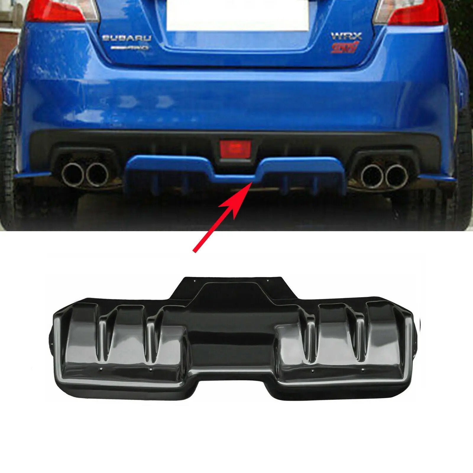 Rear Bumper Lip Diffuser ABS Plastic Black for 15-21 Subaru Impreza WRX STI