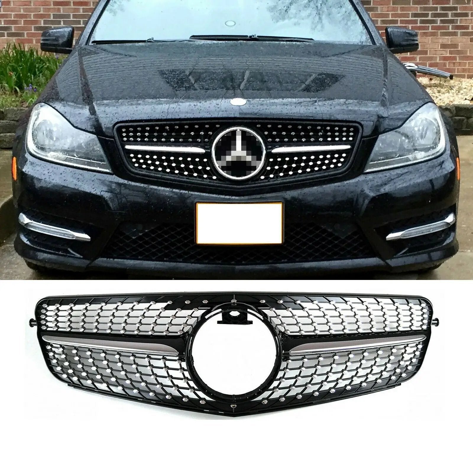 07-14 Mercedes-Benz W204 C200 C300 Black Diamond Style Front Grille Grill