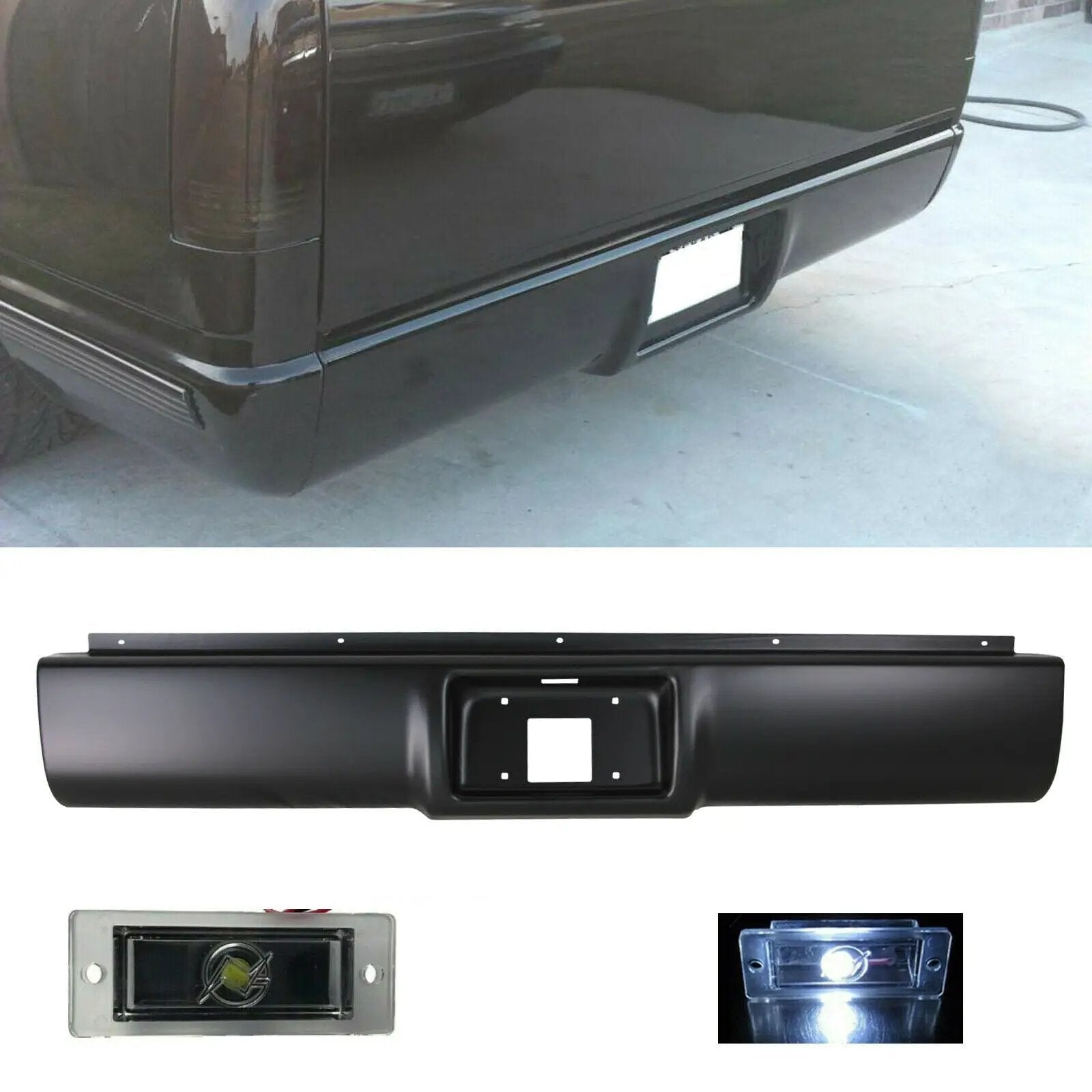 Rear Bumper Roll Pan w/LED Light for 88-1998 Chevrolet GMC C1500/K2500