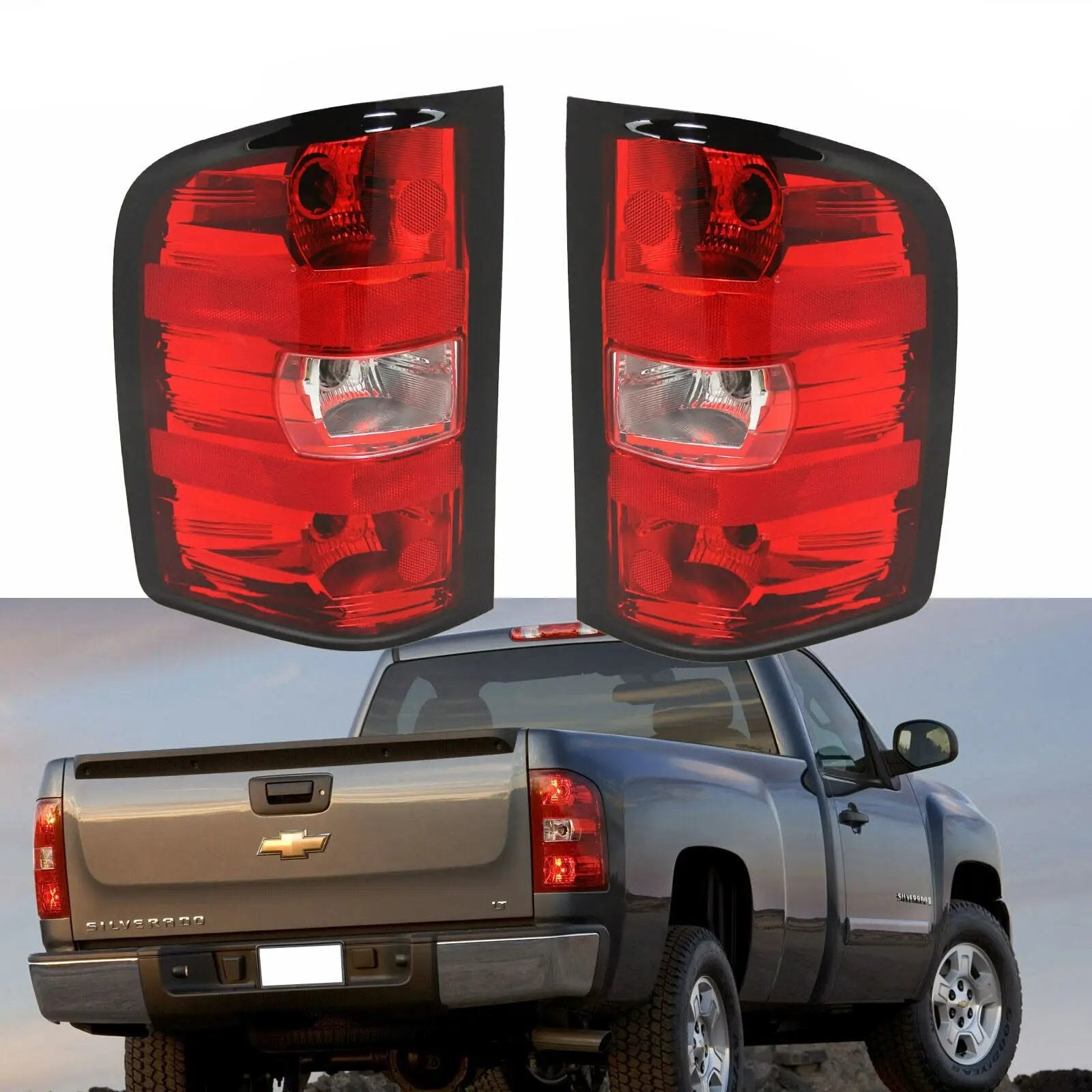 Tail Lights w/Bulbs for 2007-2013 Chevy Silverado 1500 2500 3500 HD