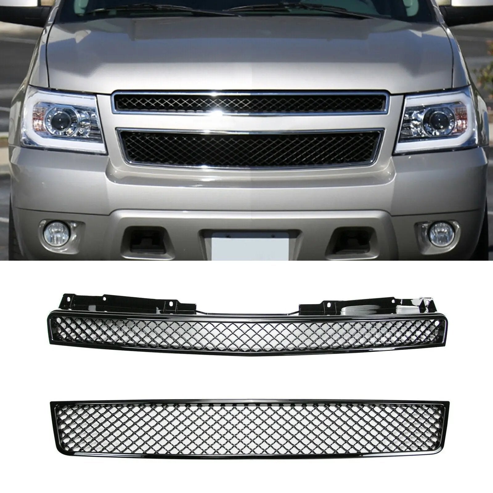 2007-2014 Chevy Tahoe Suburban Avalanche Front Grille Grill Gloss Black