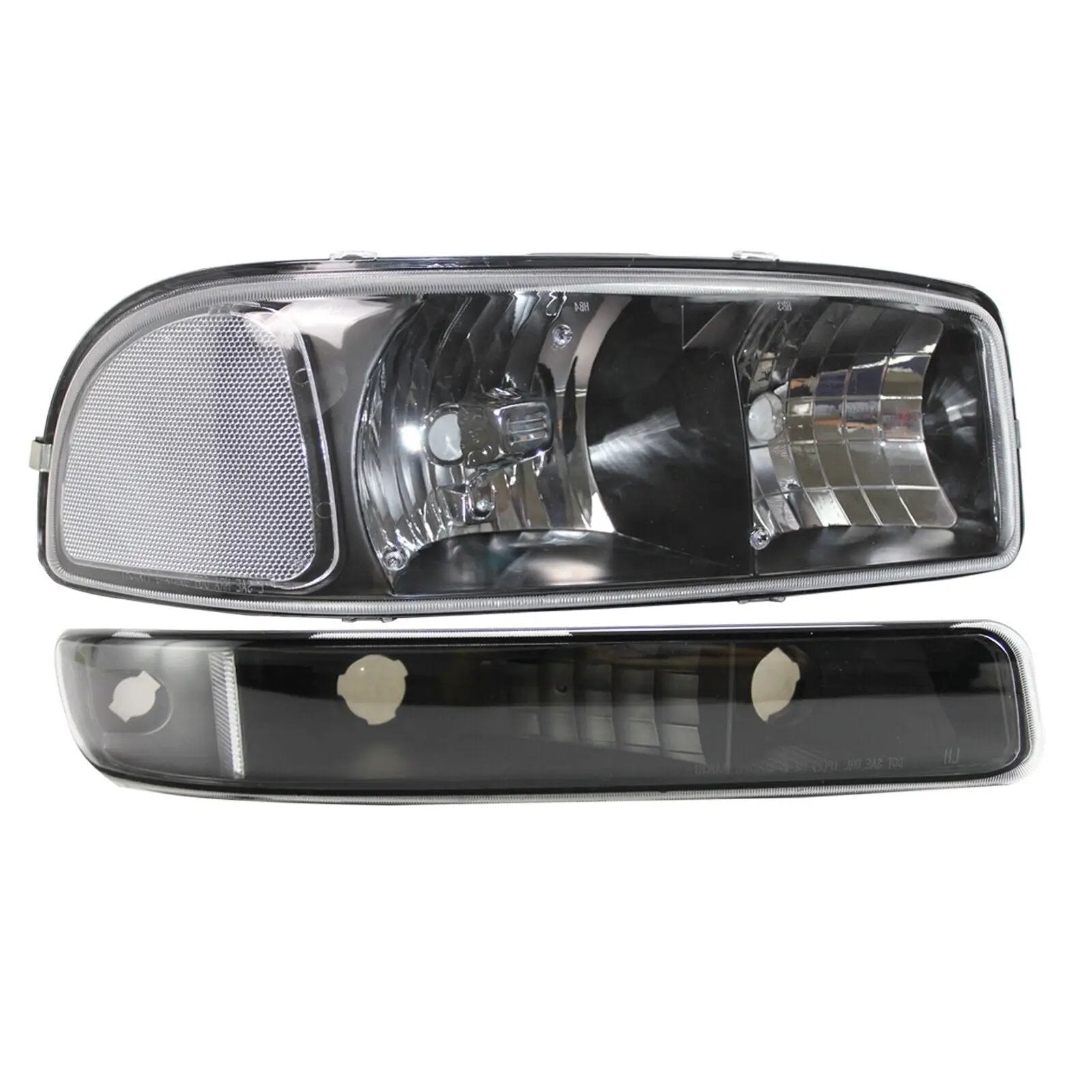Black Headlights Bumper Lamps Fits 1999-2006 GMC Sierra 1500 Yukon XL